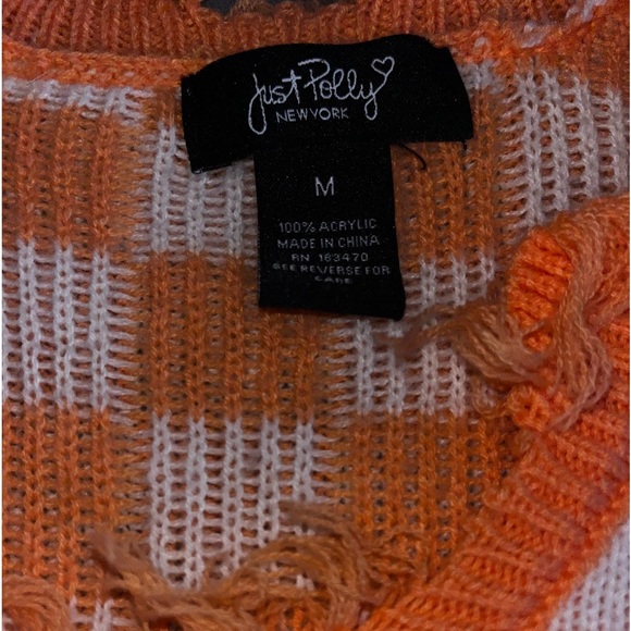 Just Polly - Checkered Print Drop - Shoulder Distressed - Edge Sweater - Picture 4 of 4